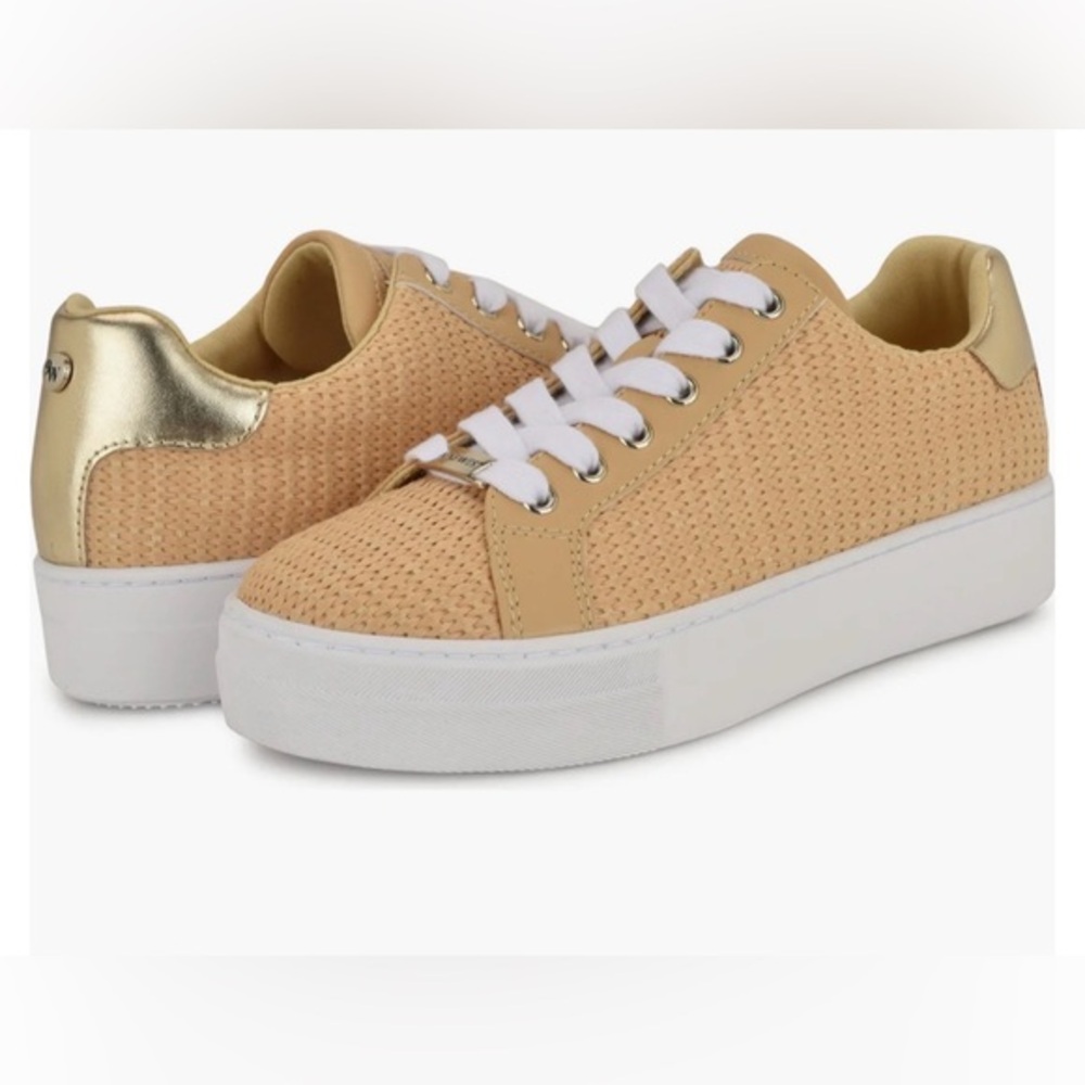 NWT Nine West Gatsby Woven Platform Sneaker (Women). Color: Light Natural